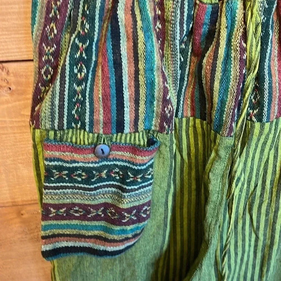 Vision of Tibet Womens pants joggers S/M green stretch waist boho cottagecore - Picture 4 of 9
